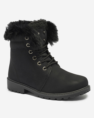 Klasické dámske čižmy a'la trapper v čiernej farbe Lausa- Footwear