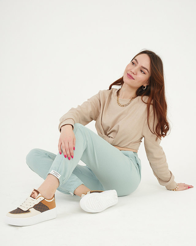 Dámske zelené látkové nohavice - Oblečenie