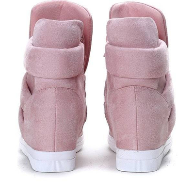 OUTLET Różowe sneakersy na krytym koturnie My Little Love- Obuwie