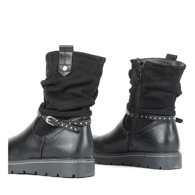 Czarne botki na niskiej platformie Gisella - Obuwie