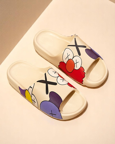 Ženski sandali Flora kremni gumijasti udobni za poletje