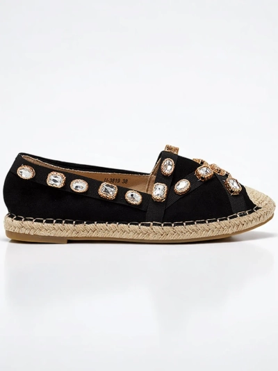 Čierne dámske espadrilky s kryštálmi Wamba - Obuv