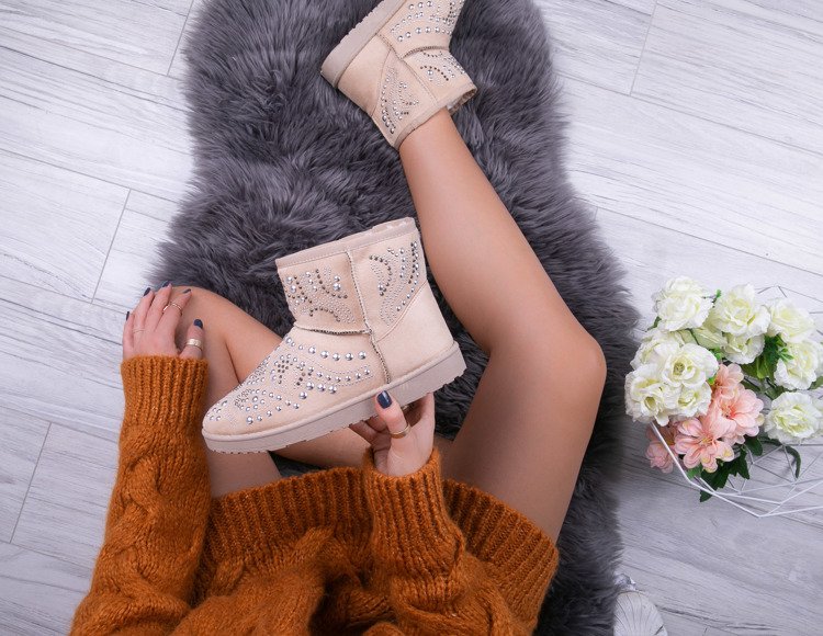 Beżowe mukluki z dżetami Elliot- Obuwie