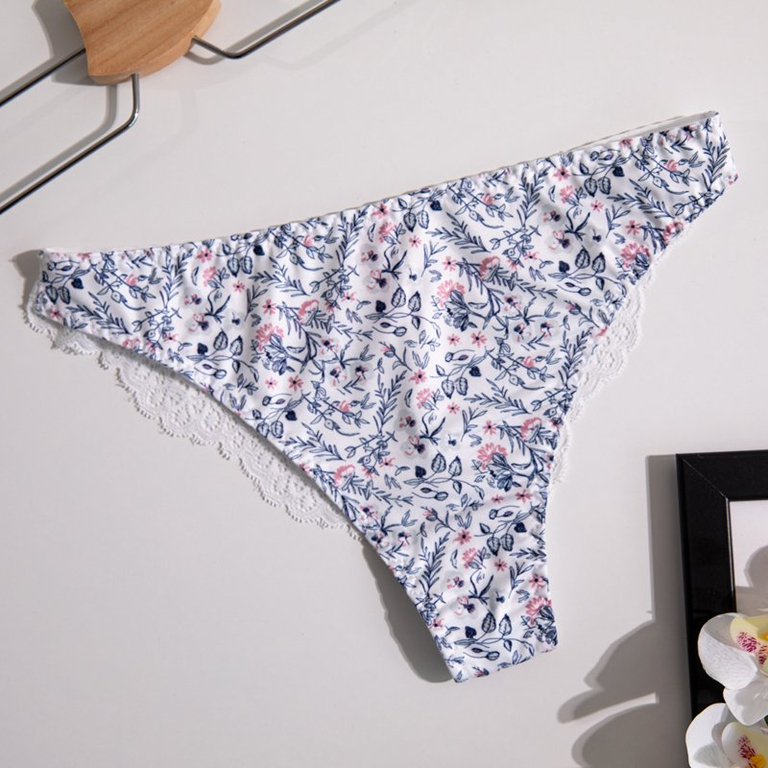 Dámske biele kvetinové nohavičky - Spodná bielizeň