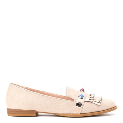 OUTLET Béžové mokasíny s dekoráciou Karmanellia - Topánky