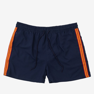 Pánske tmavomodré športové šortky s pruhmi - Oblečenie
