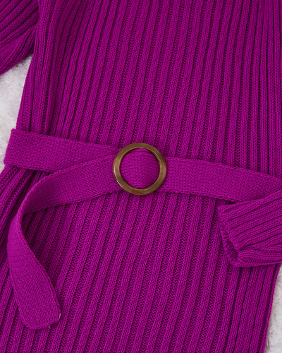 Royalfashion Fialové dámske svetrové šaty