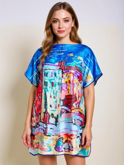 Obleka pareo Demetria Royalfashion – večbarvna, univerzalna, do kolen