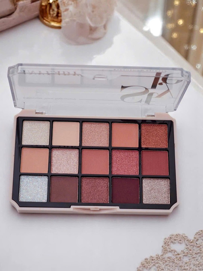 ANYLADY Paleta 15 očných tieňov s trblietavým a matným efektom Ruby Glamour