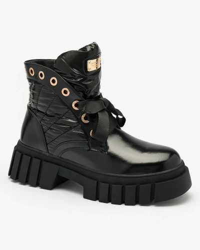 Royalfashion Prešívané dámske čierne čižmy Alefro