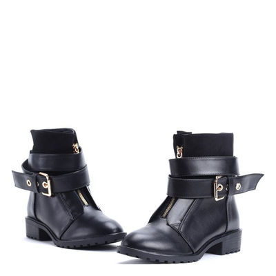 Czarne workery z suwakiem Katelyn- Obuwie