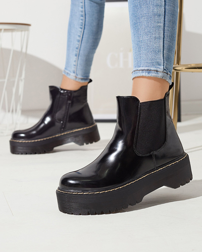 Čierne dámske čižmy na hrubšej podrážke Mallitt- Obuv