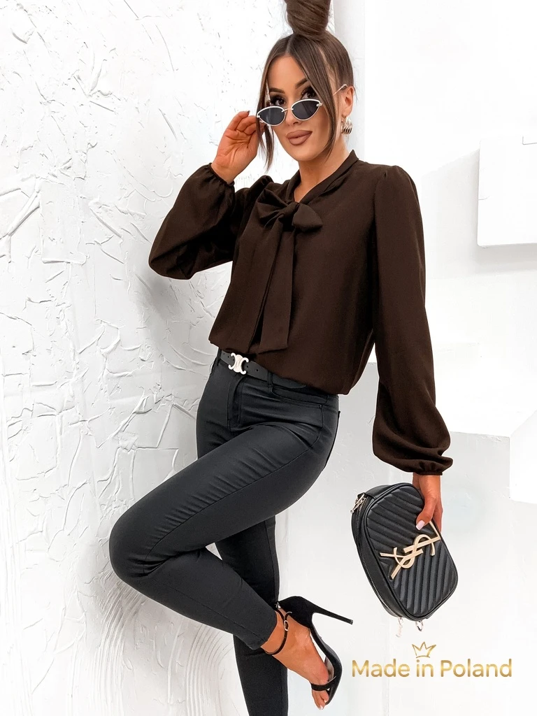 Bluza Athena Temno Rjava z Ovratnikom