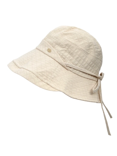 Kremni ženski klobuk Aurelia – poletni bucket hat iz poliestra