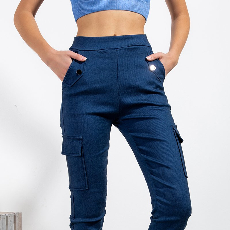 Dámske námornícke modré nákladné nohavice - Oblečenie