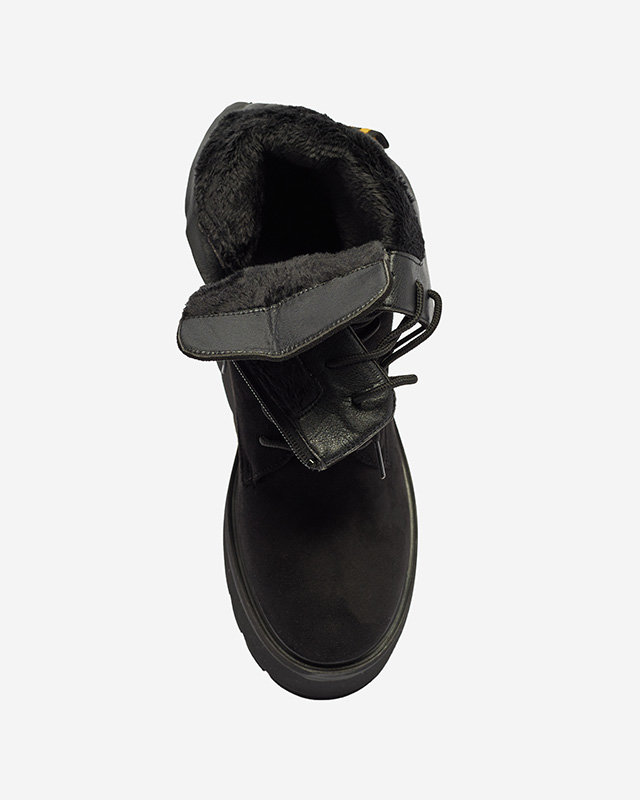 OUTLET Čierne čižmy na platforme Jeanne - Obuv