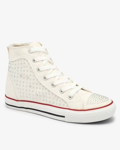 Biele vysoké tenisky so zirkónmi Totulu- Obuv