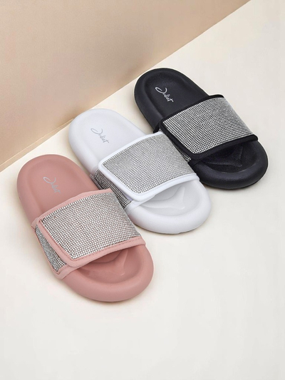 Royalfashion Ženski natikači s ploskim podplatom Sparkle Step