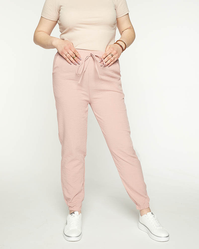 Dámske ružové látkové joggery PLUS SIZE - Oblečenie