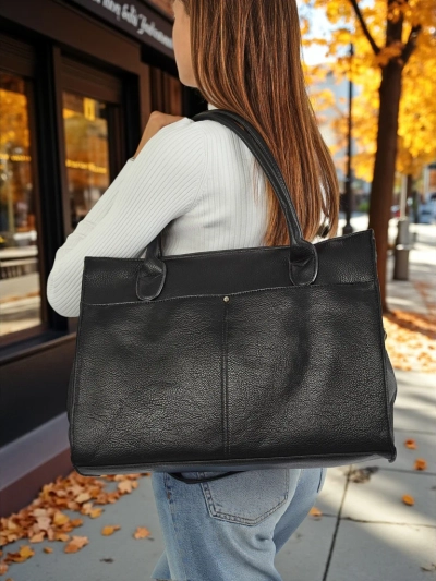 Ženska torba Aristea Nero črno eko usnje 41x31 elegantna