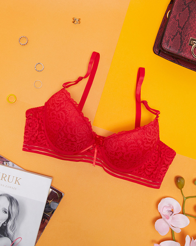 Dámska červená čipkovaná podprsenka - Spodná bielizeň