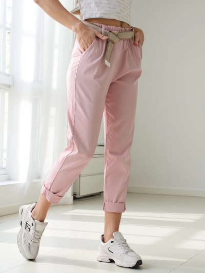 Royalfashion Viskózové rovné dámske nohavice s opaskom