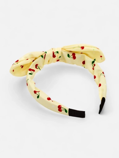 Royalfashion Otroška naglavna obroba za lase z lokom s potiskom češenj