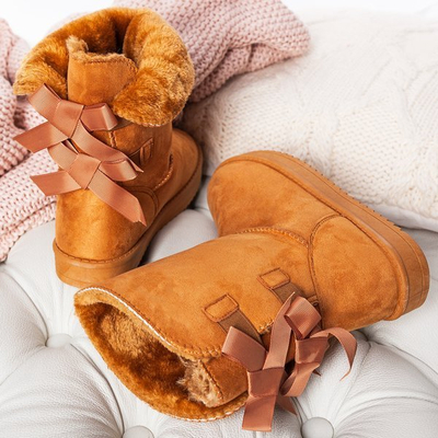 Hnědé sněhové boty mukluki s luky Snowy - Obuv 1