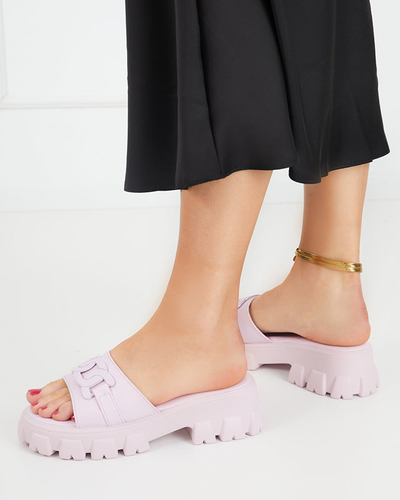 OUTLET Fialové dámske papuče na hrubšej podrážke Inza-Shoes