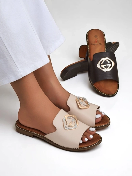 Royalfashion Ženski natikači z ravnim podplatom Goldie Spark