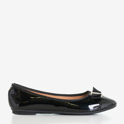 Černé lakované baleríny s lukem Marco - Obuv