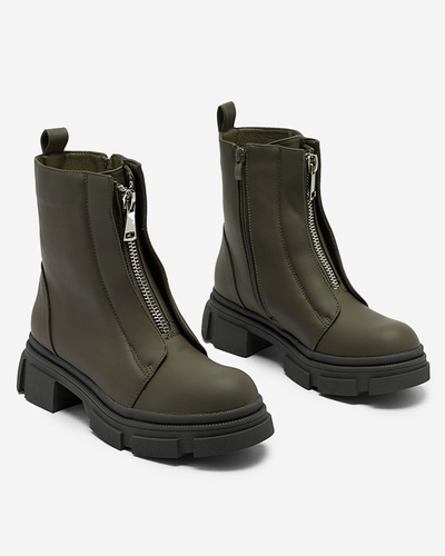 Dámske zateplené tmavozelené vysoké čižmy Slovys- Obuv