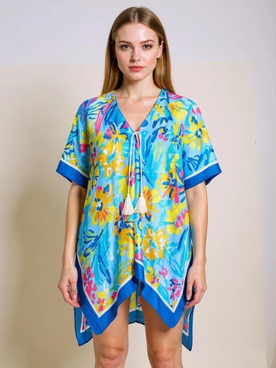 Aurelia Blue Pareo Royalfashion – Poletni ženski pareo do kolen z V-izrezom