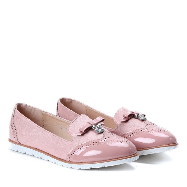 Rożowe mokasyny z cyrkonią Louise - Obuwie