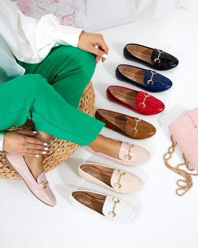 Dámske červené lakované mokasíny s razením Cerilla - Topánky