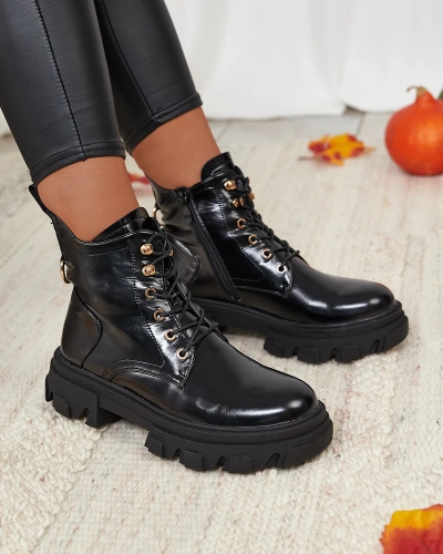 Royalfashion Čierne dámske zateplené traperské čižmy Selori z ekokože