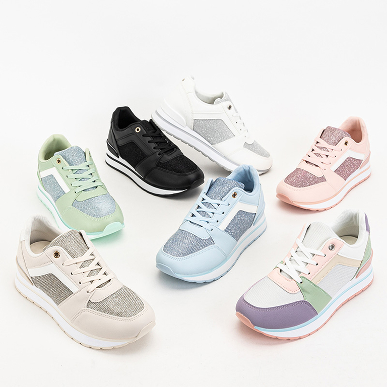 OUTLET Béžové dámske športové tenisky s trblietkami Berilan - Obuv