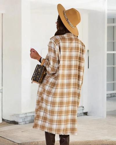 Royalfashion Dámsky kockovaný kabát
