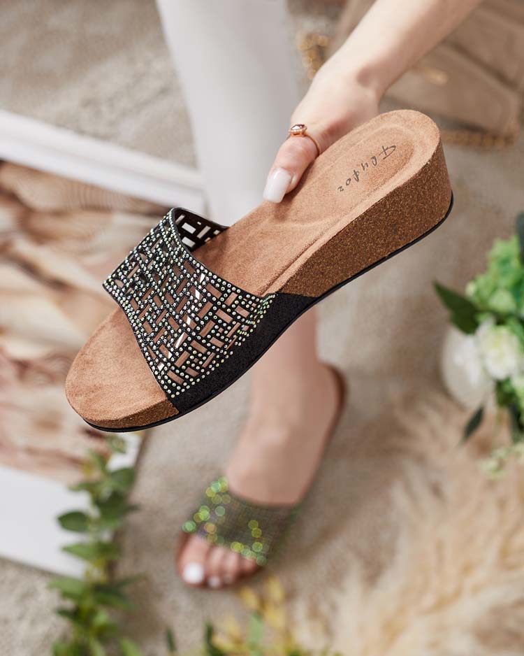 Royalfashion Dámske ažurové šľapky na podpätku Lecissa