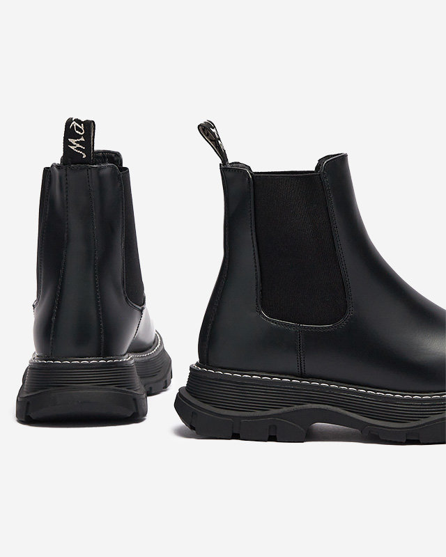 OUTLET Dámske čižmy na hrubšej podrážke v čiernej farbe Galitt- Obuv