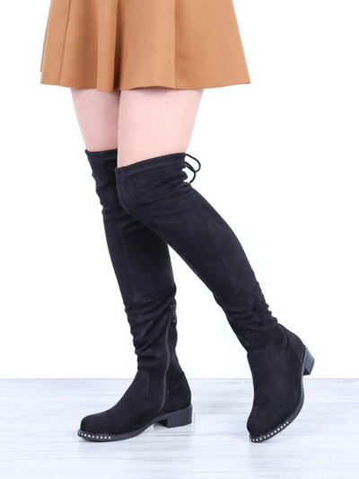 Čierne čižmy vyrobené z ekologického semišu - Obuv