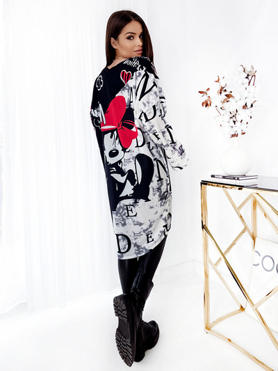 Royalfashion Čierno-biele dámske midi šaty s potlačou