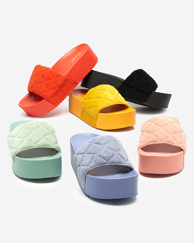 Modré dámske prešívané sandále na platforme Koriner - Obuv