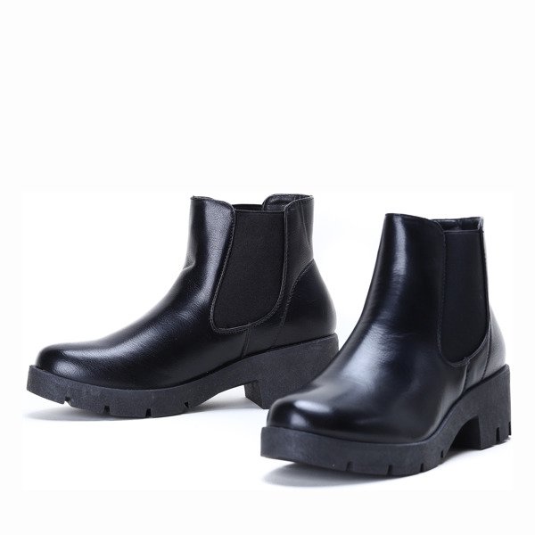 Czarne botki na grubym obcasie Makenzie - Obuwie