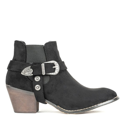 Čierne čižmy na nízkom stĺpiku kovbojské topánky asiene - Obuv