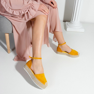 OUTLET Žlté dámske sandále a'la espadrilky na platforme Indira - Topánky