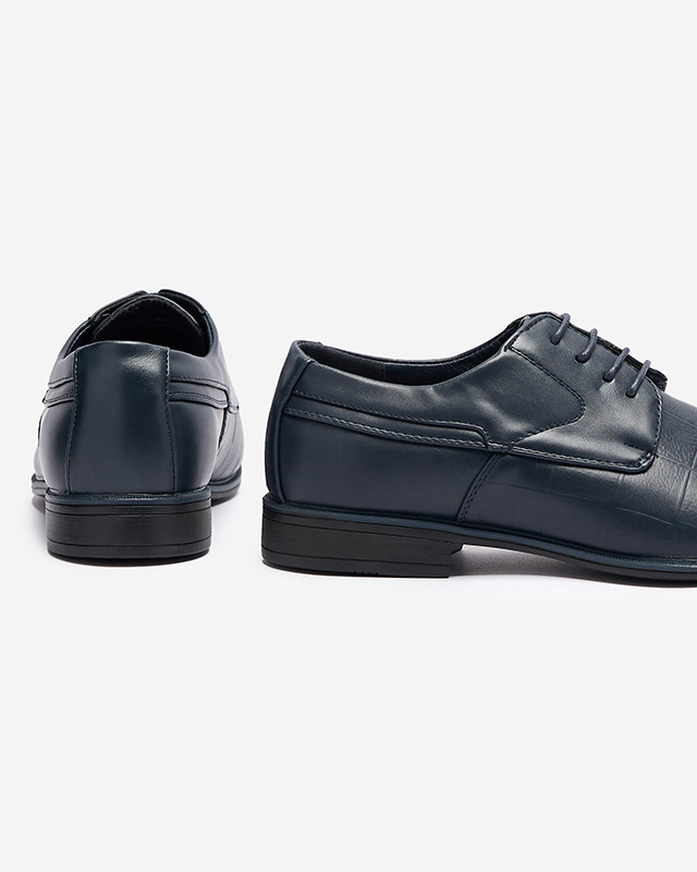 Elegantné pánske poltopánky Elfobs v námorníckej modrej farbe - Obuv