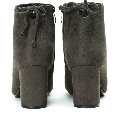 Zielone botki na słupku Only One - Obuwie