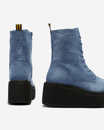 Modré čižmy na platforme Jeanne - Obuv