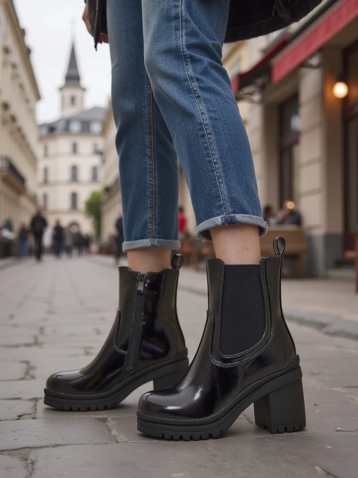 Dámske členkové čižmy na blokovom podpätku Foddise